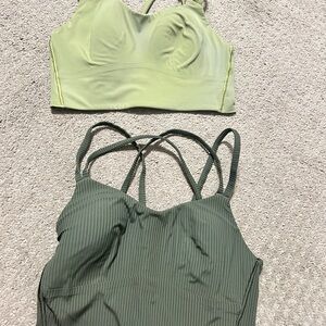 Lululemon Athletica Green and Light Green Sports Bras